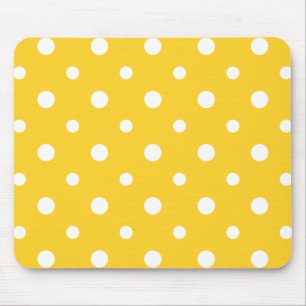 Mousepad Chic: Polkas Jumbo Brancas em Amarelo