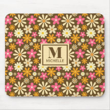 Chic Retro 70s Groovy Hippie Flower Monograma