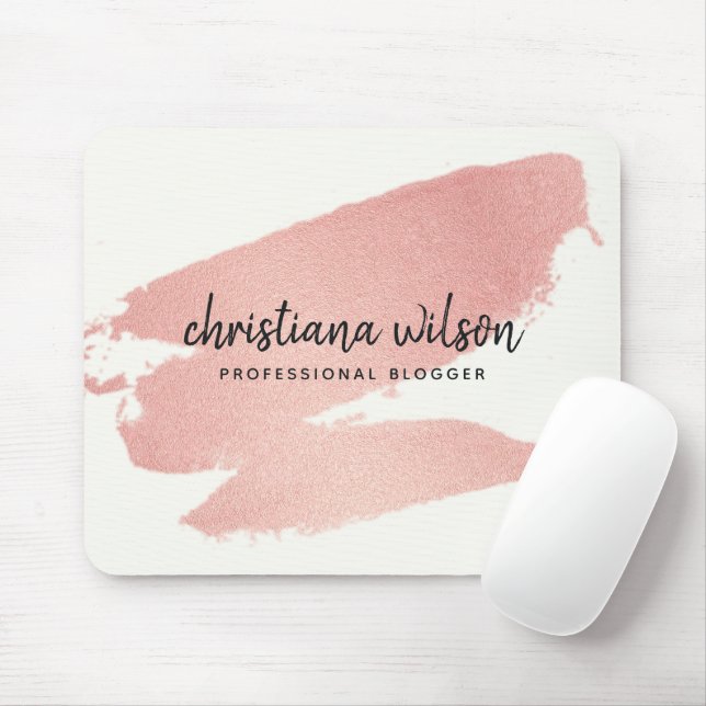 MOUSEPAD CHIC ROSA DOURADO BLUSH PINK BRUSH STROKE CALLIGRA (Com mouse)