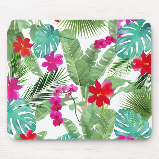 Mousepad Chic Tropical Impressão Watercolor (Frente)