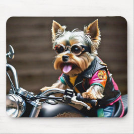 Mousepad Chic Yorkie em um mouse de moto