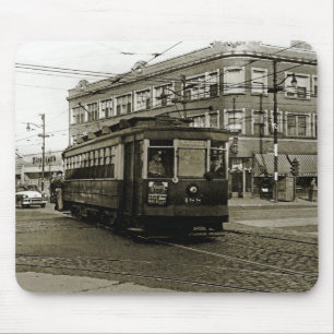 MOUSEPAD CHICAGO 63ª E OCIDENTAL 1952 TROLLEY ART SEPIA