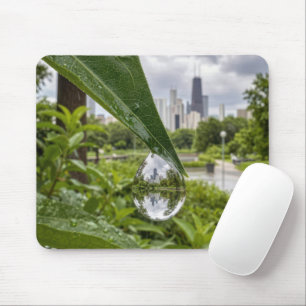 Mousepad Chicago Cidade Refletida numa Gota de Chuva