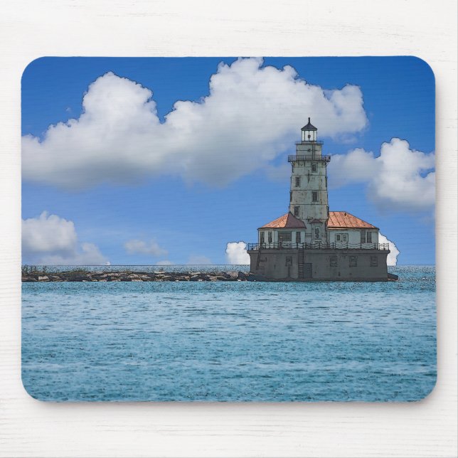 Mousepad Chicago Harbor Lighthouse Painterly (Frente)