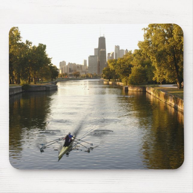 Mousepad Chicago, Illinois, Rowers na lagoa Lincoln Park (Frente)