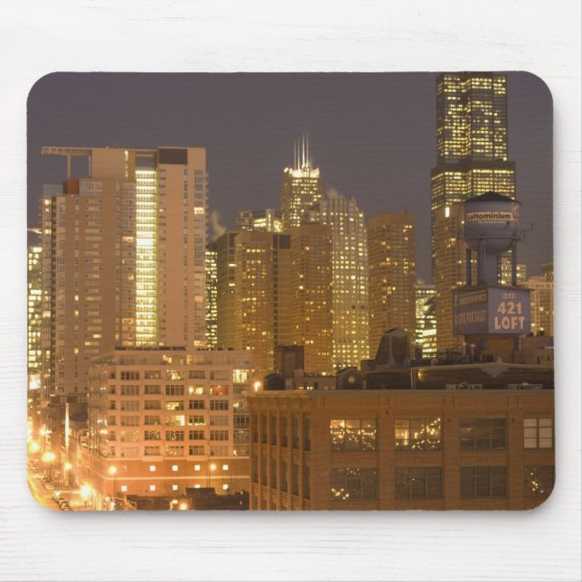 Mousepad Chicago, Illinois, Skyline de West Loop em (Frente)