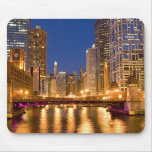 Mousepad Chicago, Illinois, Skyline e Chicago River em