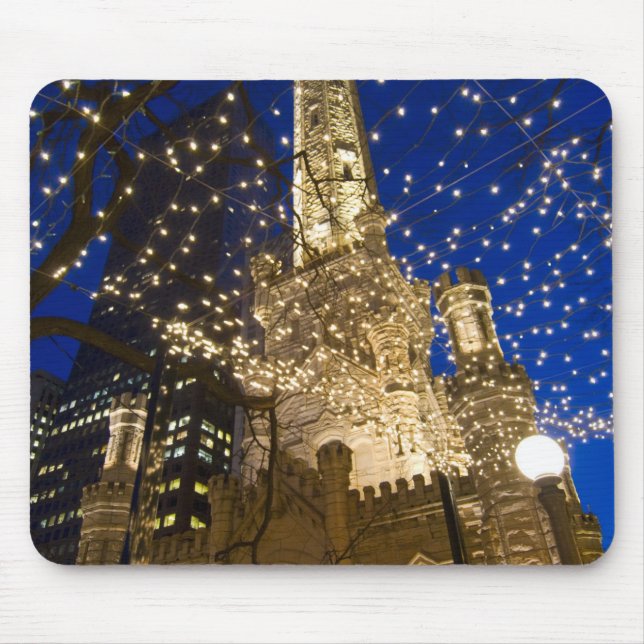 Mousepad Chicago, Illinois, torre de água velha com feriado (Frente)
