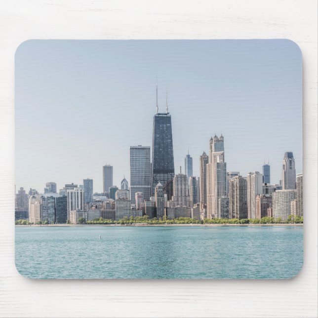 Mousepad Chicago Skyline Com O Lago Michigan (Frente)