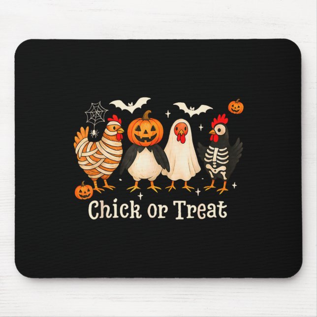 Mousepad Chick Or Treat Funny Chicken Halloween Costume Chi (Frente)