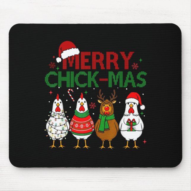 Mousepad Chicken Christmas Santa Hat Merry Chickmas Xmas Fa (Frente)