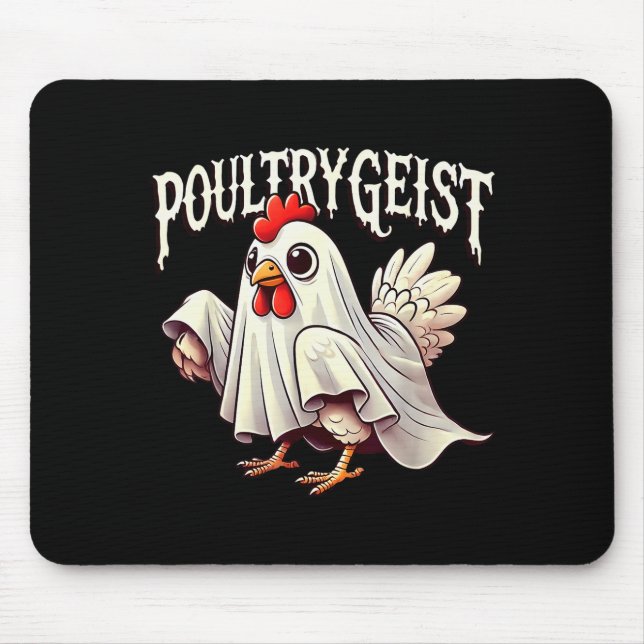 Mousepad Chicken Ghost Ultrygeist Funny Halloween Farmer  (Frente)