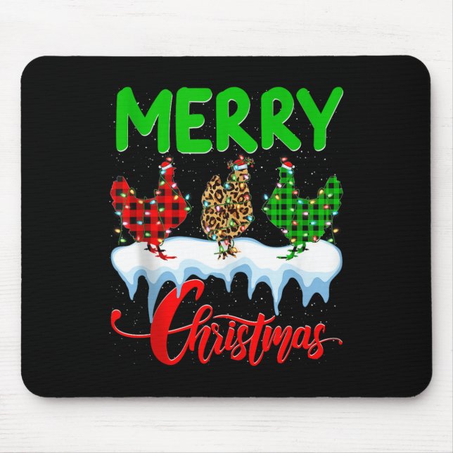 Mousepad Chicken Merry Christmas Pajamas Leopard Buffalo Pl (Frente)