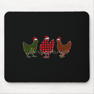 Mousepad Chicken Merry Christmas Red Green Leopard Plaid Xm