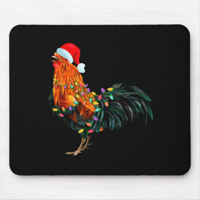 Mousepad Chicken Santa Christmas Tree Funny Chicken Lover C (Frente)
