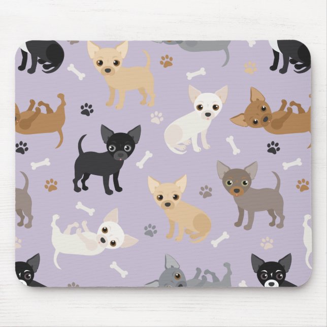 Mousepad Chihuahua Bones e patas roxas (Frente)
