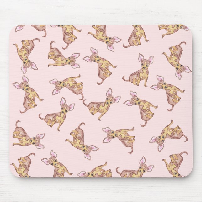 Mousepad Chihuahua bonito Brown cor-de-rosa pintado (Frente)