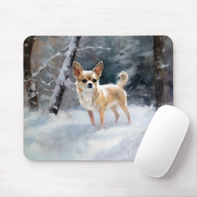 Mousepad Chihuahua deixa nevar o Natal (Com mouse)