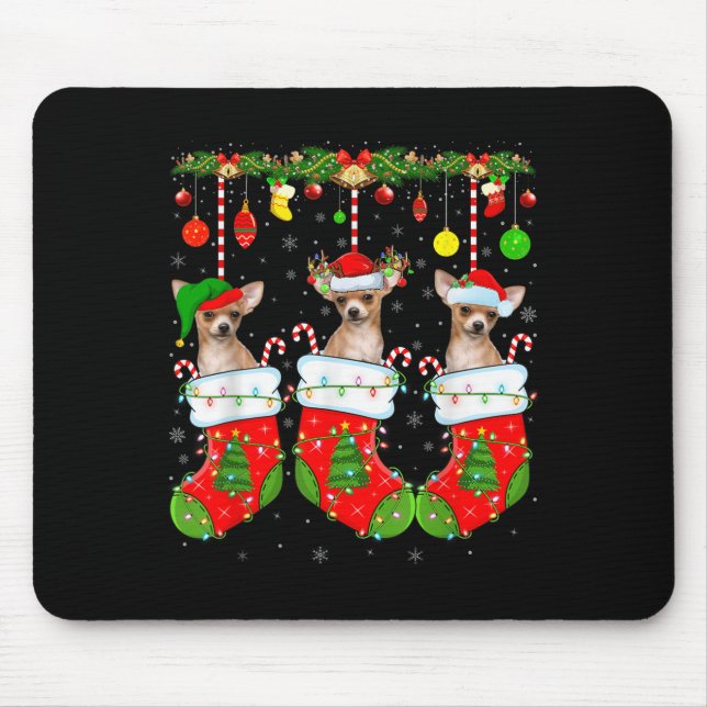 Mousepad Chihuahua Dog In Christmas Socks Funny Pet Dog Lov (Frente)