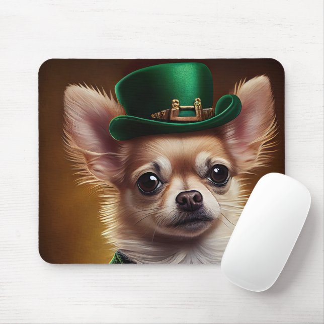 Mousepad Chihuahua Dog in St. Patrick's Day Dress (Com mouse)