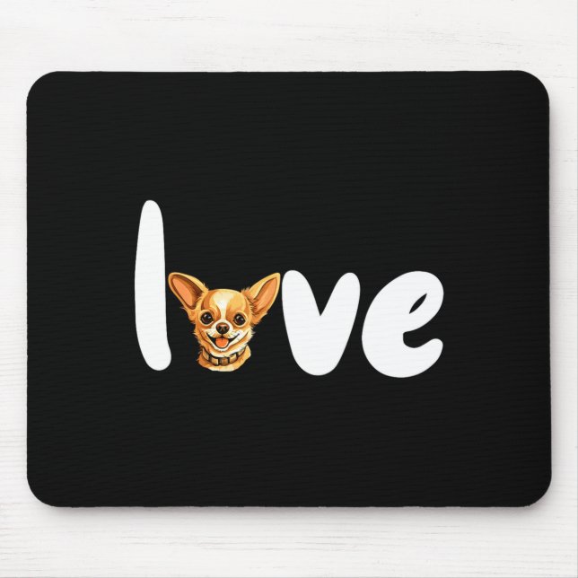 Mousepad Chihuahua Dog Love For Valentines Day  (Frente)