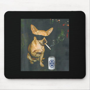 Mousepad Chihuahua Engraçado Fumando Cigarro Design de Cerv