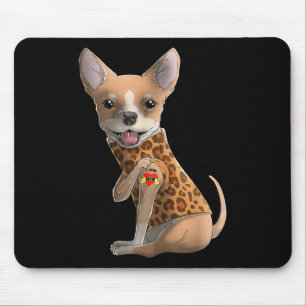 Mousepad Chihuahua Eu Amo Mamãe Tatuagem Camiseta de cão Mã