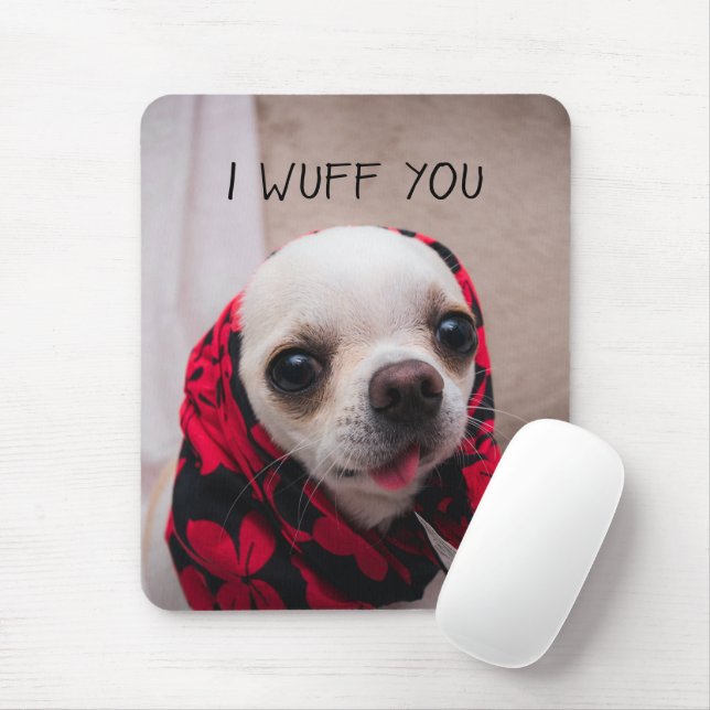 Mousepad Chihuahua fofo Eu queria que você amasse Namorados (Com mouse)