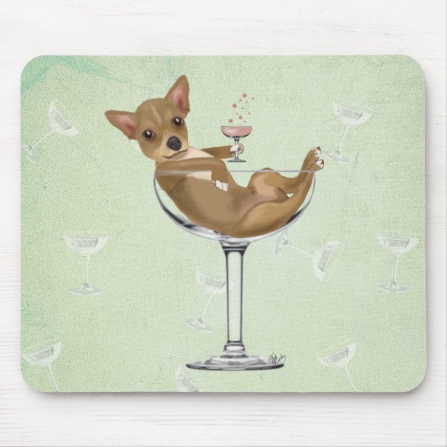 Mousepad Chihuahua no Copktail Glass (Frente)
