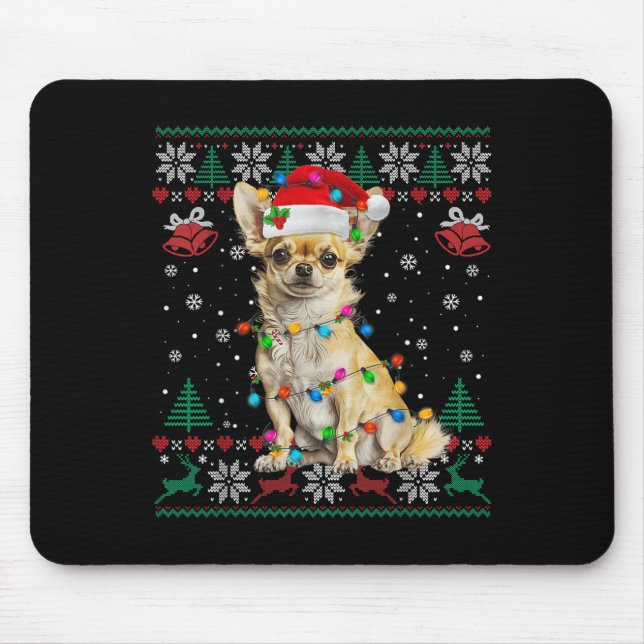 Mousepad Chihuahua Papais noeis de Natal Feio Cachorro Feio (Frente)