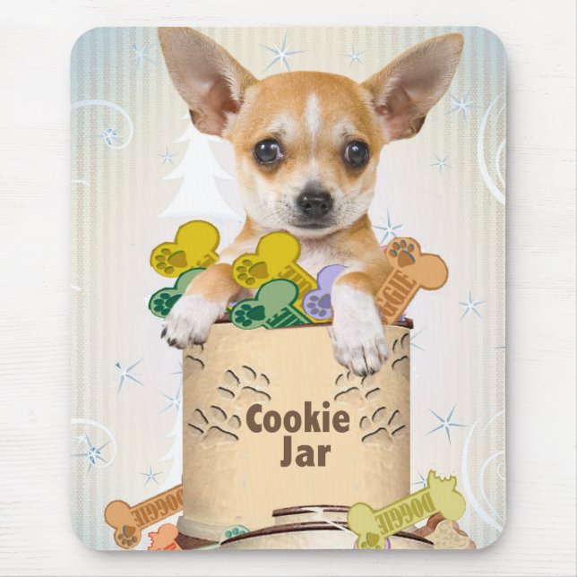 Mousepad Chihuahua Posicionado com Cookie Jar (Frente)