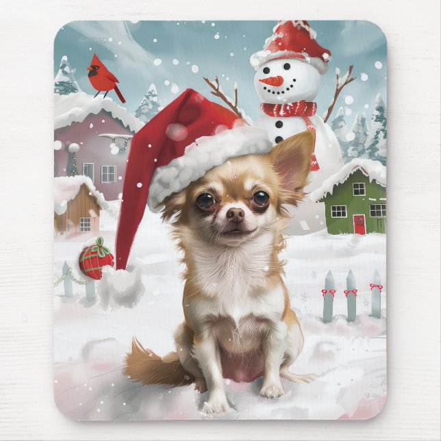 Mousepad Chihuahua Winter Wonderland Natal Joy (Frente)