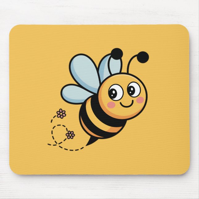 Mousepad Child-Friendly Bee Mascot with Dotted Trail (Frente)