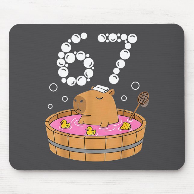 Mousepad Chill Bath Tub Capybara Sauna 67 Relaxed Animal Fu (Frente)