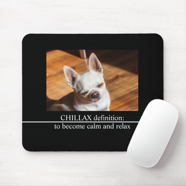 Mousepad Chillax Chihuahua sonolento língua relaxada Foto (Com mouse)