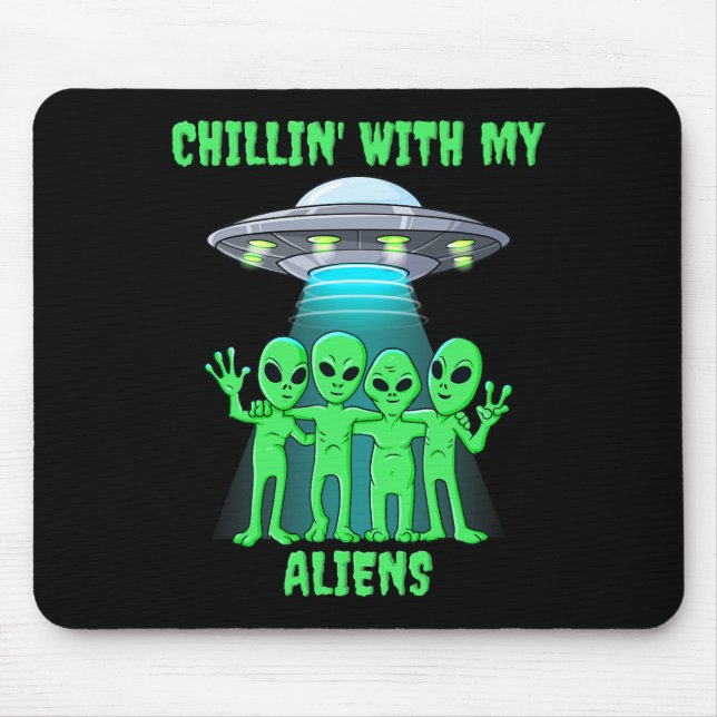 Mousepad Chillin Com Meus Aliens Garotos Do Dia Das Bruxas  (Frente)
