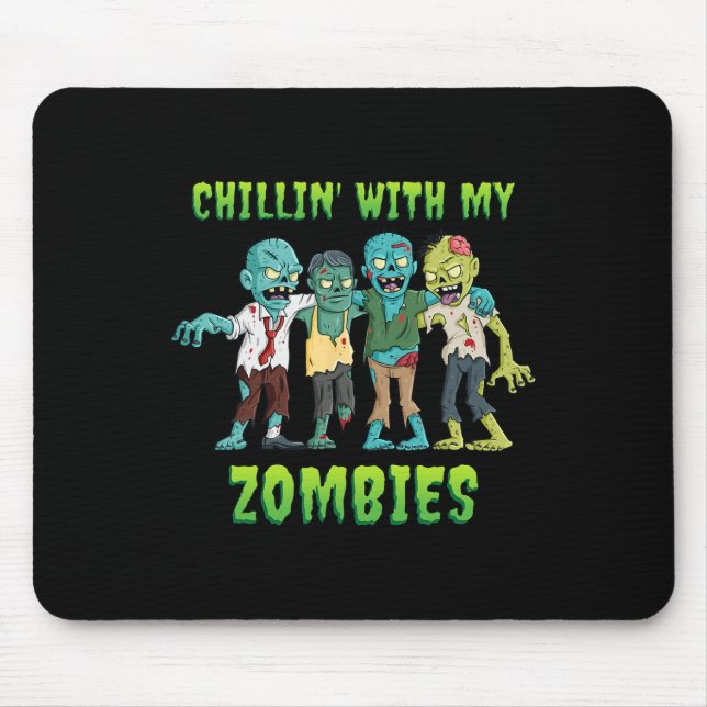 Mousepad Chillin Com Meus Zombies Halloween Rapazes Diversã (Frente)