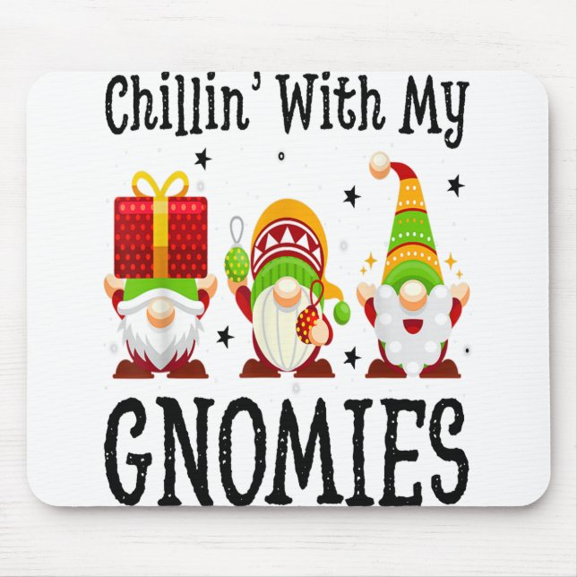 Mousepad Chillin de Natal com meus nômades Santa Hat Gnomo (Frente)