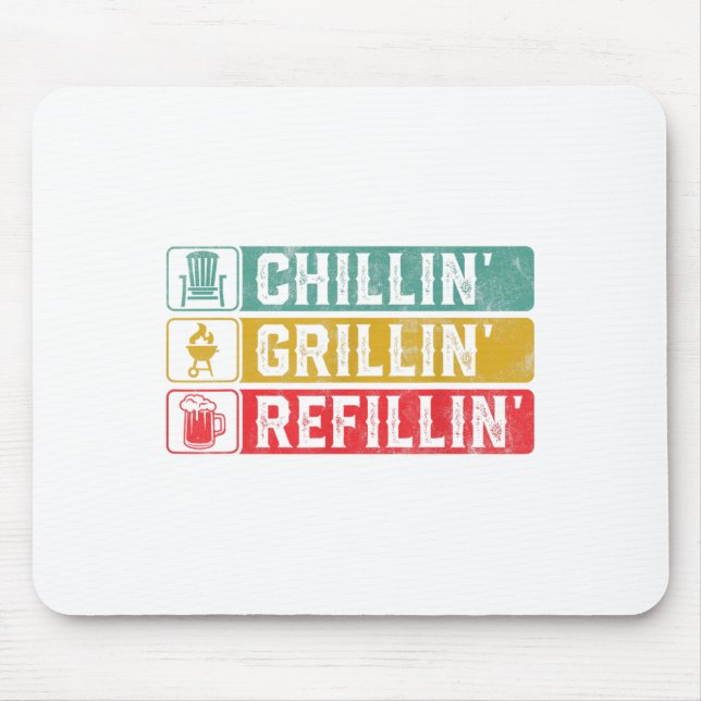 Mousepad Chillin Grillin Refillin Churrasco Pit Carne Fuman (Frente)