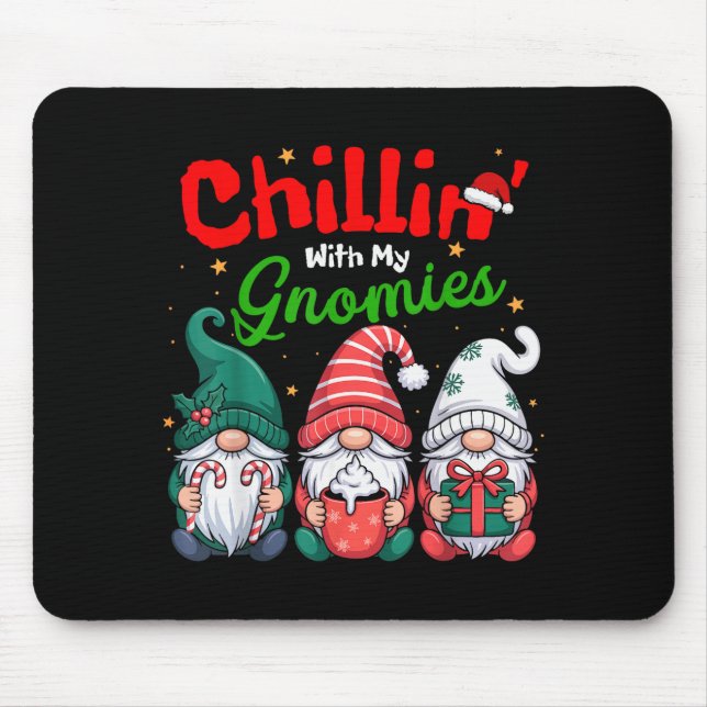 Mousepad Chillin' With My Gnomies Funny Christmas Gnome Fam (Frente)