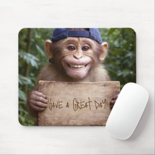 Mousepad Chimp com Letreiro de Madeira