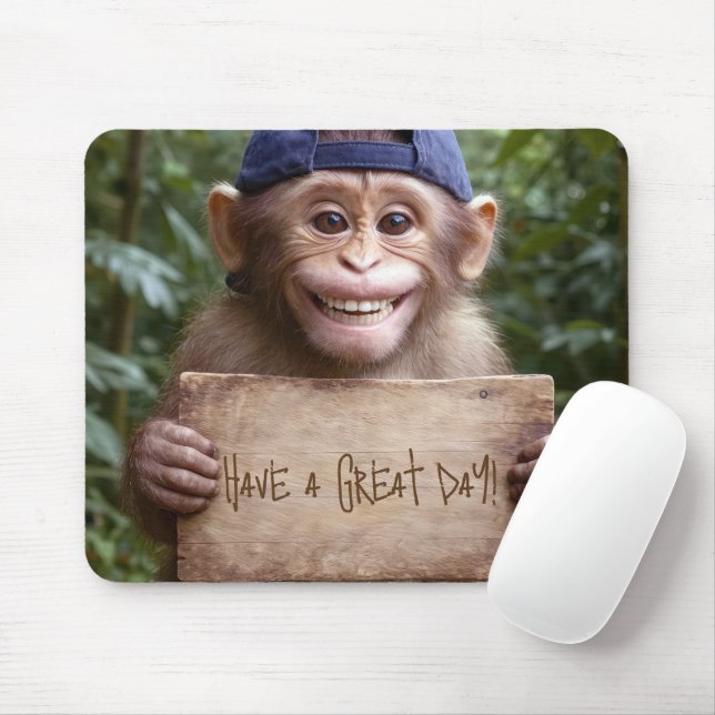 Mousepad Chimp com Letreiro de Madeira (Com mouse)