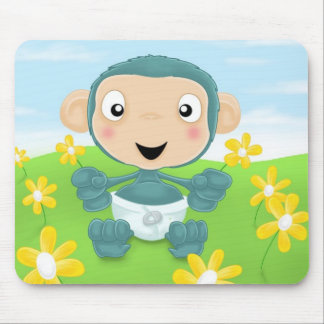 Mousepad chimpanzé do bebê no campo das flores