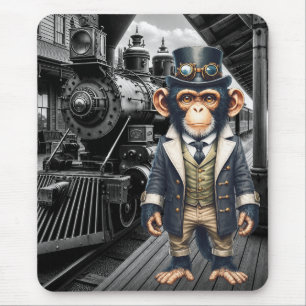 Mousepad Chimpanzé Viajante Mundial Steampunk Vitoriano