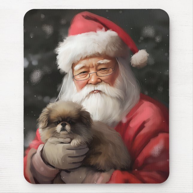 Mousepad Chin Japonês com Papai Noel Natal Festivo (Frente)
