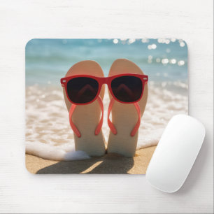 Mousepad Chinelos com Óculos de Sol Vermelhos