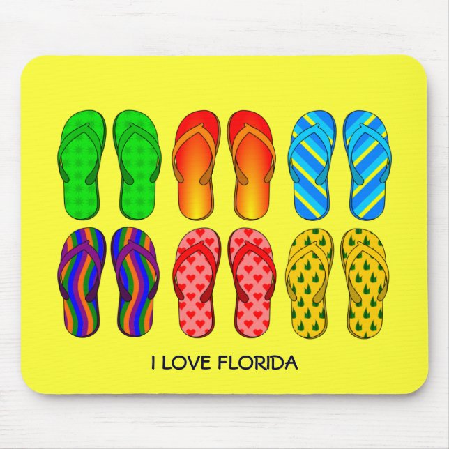 Mousepad chinelos, "I Love Florida" (Frente)