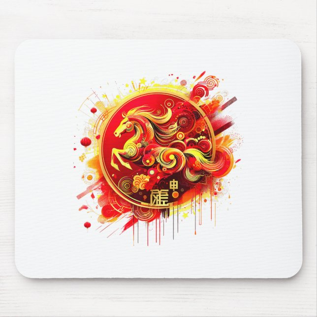 Mousepad Chinese New Year 2026 Horse Happy Chinese New Year (Frente)