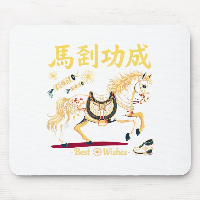 Mousepad Chinese New Year 2026 Horse Red Lunar New Year Of  (Frente)