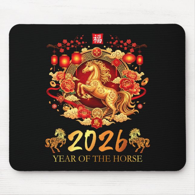 Mousepad Chinese New Year 2026 Year Of The Horse Happy Luna (Frente)